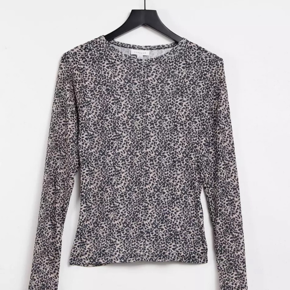 [TOPSHOP] Animal Print Mesh LS